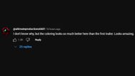 A screenshot of a comment on the teaser. (Image via YouTube)